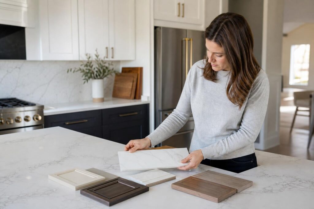 match quartz countertops with cabinets