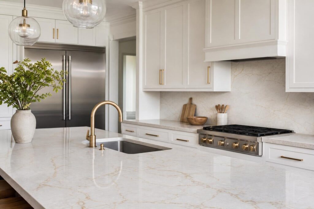 quartz colors for white cabinets