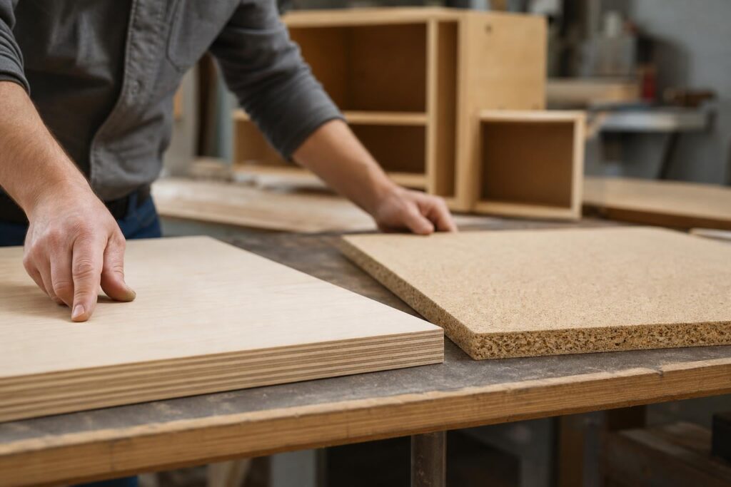 plywood vs particle board cabinets