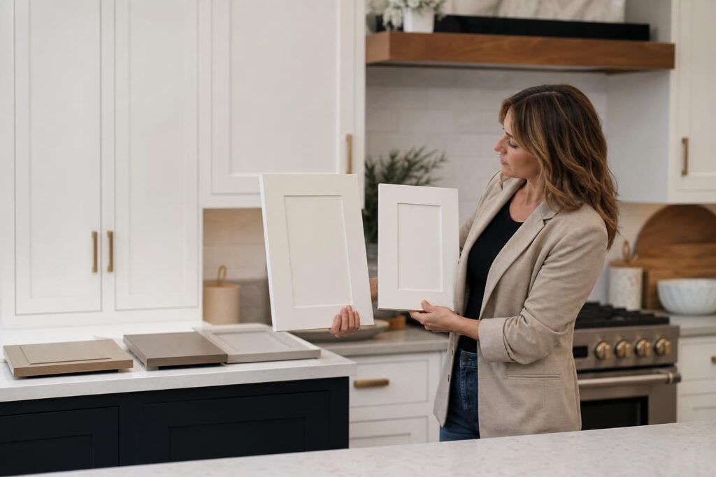 white shaker vs slim shaker cabinets
